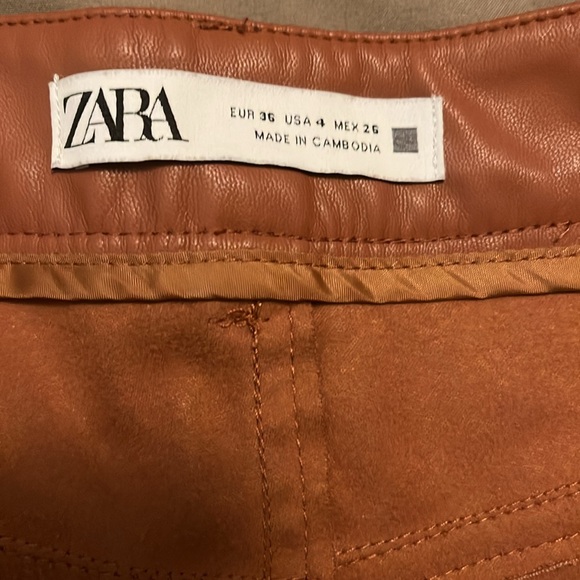 Zara vegan leather wide leg pants 4 - Picture 6 of 9